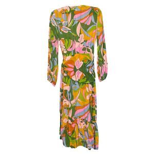 Gilner Farrar Boho Floral Wrap Dress Sz M fairycore Romantic whimsical festival